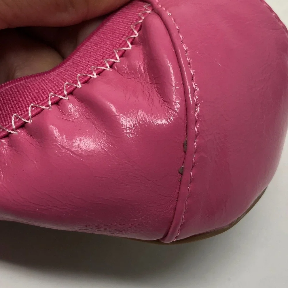 Yosi Samra Ballet Flat Shoes Girls 4 Pink Faux Patent Leather Stretch Comfort